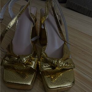 Fashion Nova Gold Bow Heels